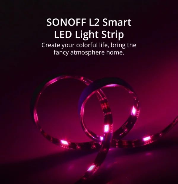 Banda LED Sonoff Wifi RGB L2 5m, Sincronizare Muzica, IP65, Wifi, Bluetooth, Telecomanda - imagine 8