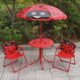 Set mobilier gradina/terasa pentru copii, pliabil, rosu, model buburuza, 1 masa cu umbrela, 2 scaune, Melisenda - imagine 10