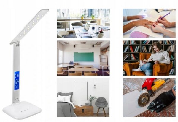 Lampa LED pentru birou cu display LCD 55 lm, 5W, 3 moduri iluminare, intensitate reglabila, termometru - imagine 10