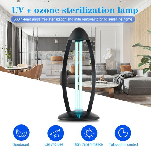 Lampa UV C germicida cu dubla sterilizare telecomanda temporizator functie delay 38W 2