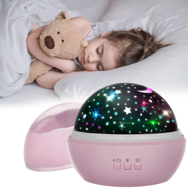 Lampa cu proiector de stele si viata subacvatica, 5 culori, 3 functii, roz - imagine 5