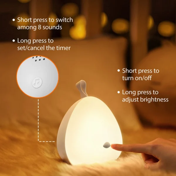 Lampa de veghe VAVA VA-CL1001 LED cu muzica, control touch, reglare intensitate, 8 melodii, Galbena - imagine 3