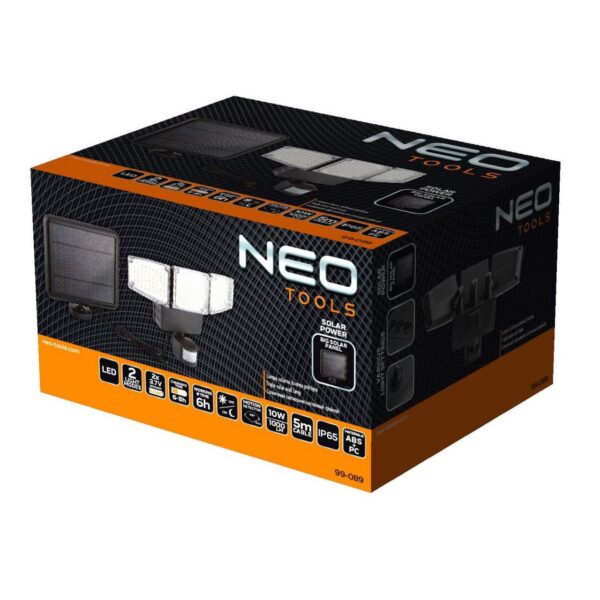 Lampa solara de perete, LED, senzor miscare, 2 moduri iluminare, 10 W, 1000 lm, IP65, NEO  - imagine 2