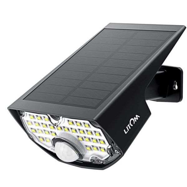 Lampa solara de perete LITOM LTCD199, LED, 30 leduri, incarcare solara si senzor de miscare - imagine 1