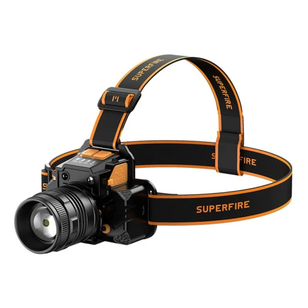 Lanterna LED pentru cap Superfire HL58, Zoom, 350lm, 230m, 2400mAh, control miscare mana, incarcare USB-C - imagine 1