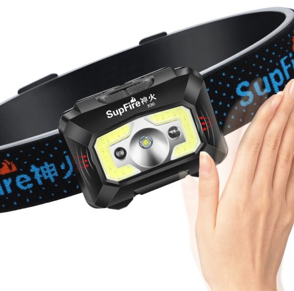 Lanterna LED pentru cap Supfire X30, Waterproof, 500lm, 130m, incarcare USB, control miscare mana - imagine 2
