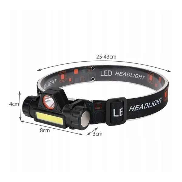 Lanterna de cap reincarcabila LED COB, 200 lm, USB, 2 moduri de iluminare - imagine 3