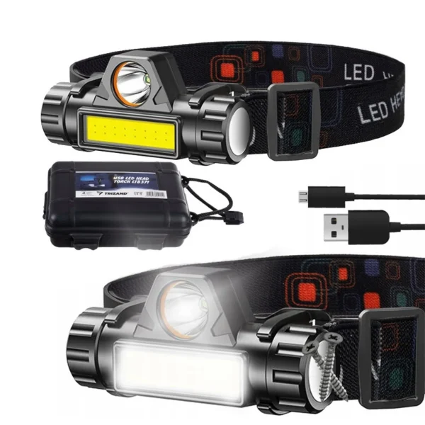 Lanterna de cap reincarcabila LED COB, 200 lm, USB, 2 moduri de iluminare - imagine 6