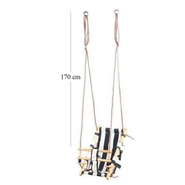 Leagan pentru copii, textil/lemn, albastru, max 70 kg, 36x24x45 cm - imagine 3