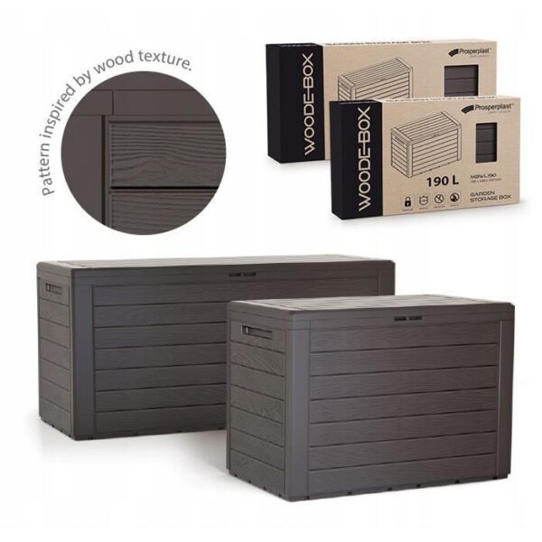 Lada depozitare de gradina, maro inchis, 78x44x55 cm, Woodebox - imagine 2
