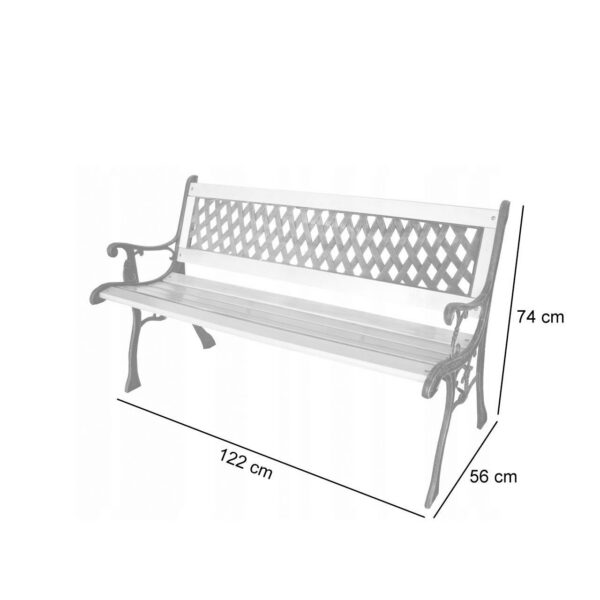 Banca de gradina, lemn, structura metal, 122x56x74 cm, Ramona - imagine 4