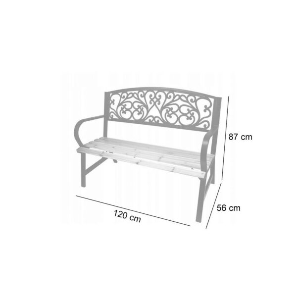 Banca de gradina, metal si lemn, 120x56x87 cm, Adela - imagine 3