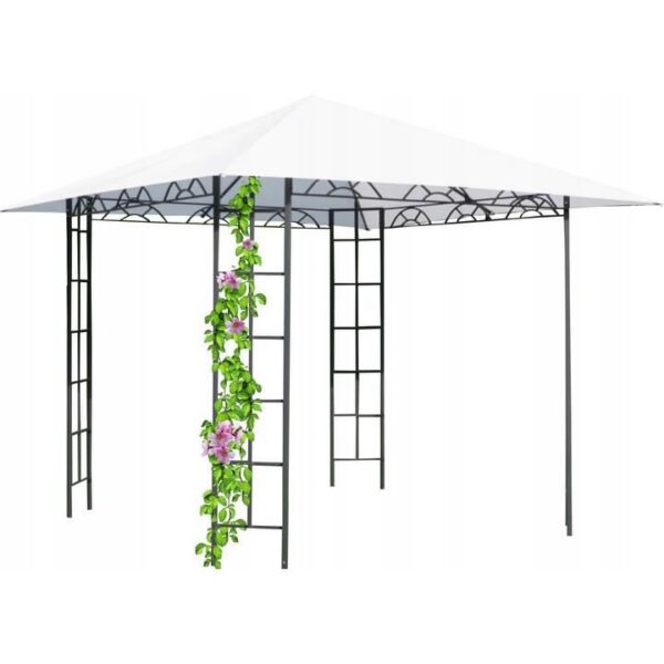 Pavilion pentru gradina/terasa, cadru metalic, alb, 3x3x2.65 m, Delia - imagine 4