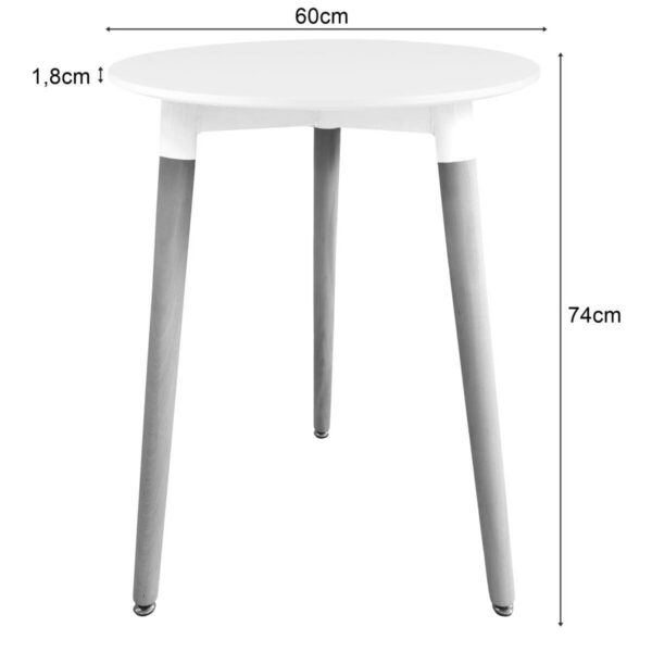 Masa stil scandinav, Artool, Kami, rotunda, MDF si lemn, alb, 60x74 cm - imagine 2