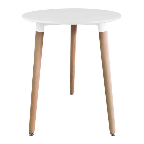 Masa stil scandinav, Artool, Kami, rotunda, MDF si lemn, alb, 60x74 cm - imagine 3