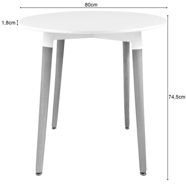 Masa stil scandinav, Artool, Kami, rotunda, MDF si lemn, alb, 80x74 cm - imagine 2