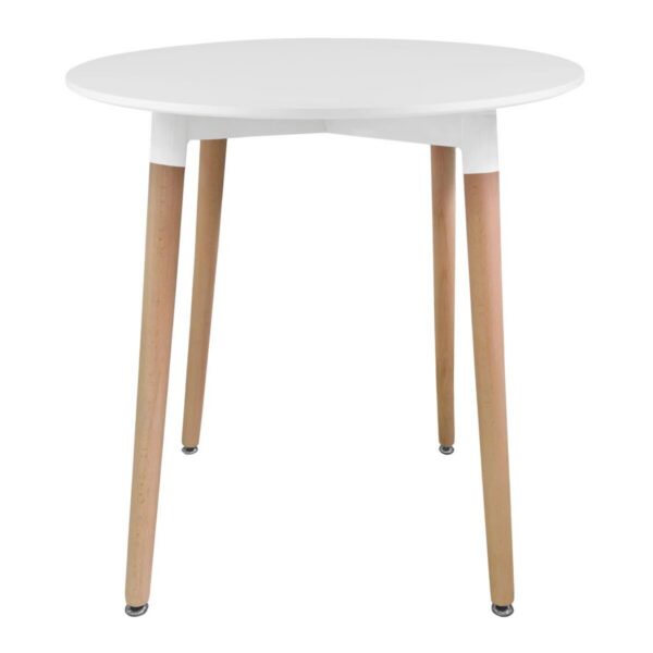 Masa stil scandinav, Artool, Kami, rotunda, MDF si lemn, alb, 80x74 cm - imagine 3