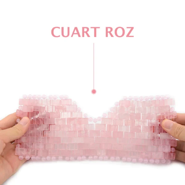 Masca de Ochi din Quartz Roz Hand-Made pentru revitalizare, refacerea pielii, indepartarea oboselii, relaxare si stare de bine - imagine 3