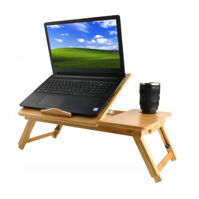 Masuta laptop din bambus multifunctionala cu sertar reglabila pliabila 50 x 30 cm 10
