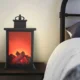 Mini Semineu decorativ tip felinar cu efect real de flacara 3D, baterii, timer - imagine 3