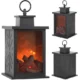 Mini Semineu decorativ tip felinar cu efect real de flacara 3D, baterii, timer - imagine 4