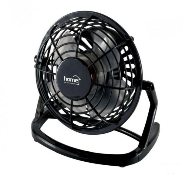 Mini ventilator de birou Home, alimentare USB, 2.5W, diametru elice 10 cm, 4 palete, negru - imagine 1
