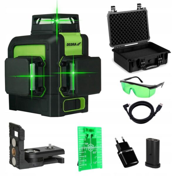 Nivela laser, 3D, verde, 30 m, Dedra - imagine 3
