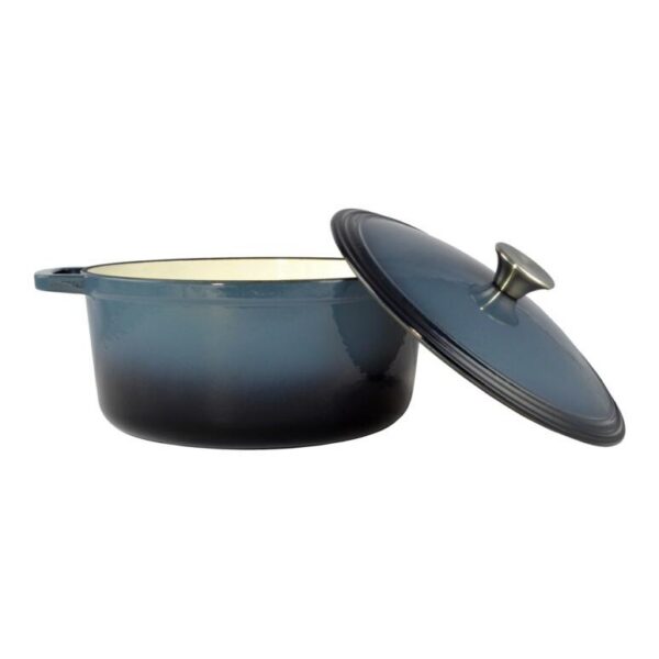 Oala de fonta emailata cu capac, maner din inox, albastra, 5.2 L, Perfect Home - imagine 2