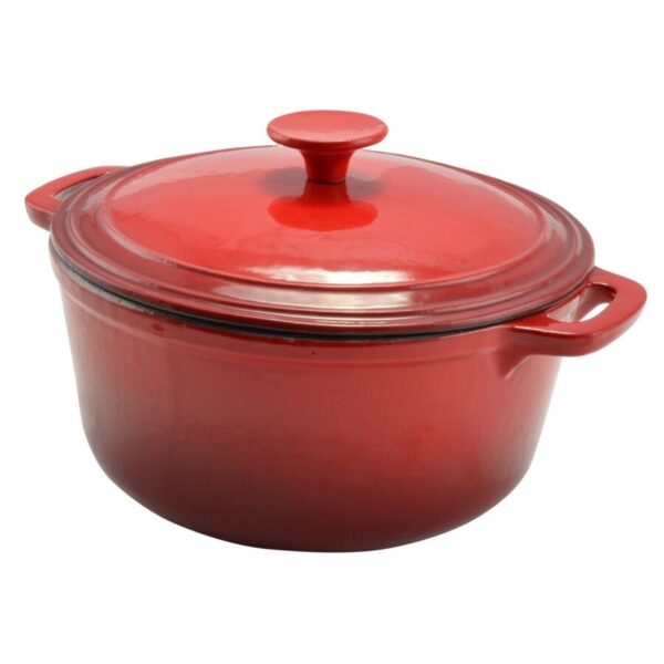 Oala de fonta emailata cu capac, rosie, 2.2 L, Perfect Home - imagine 3