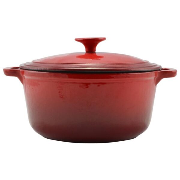 Oala de fonta emailata cu capac, rosie, 2.2 L, Perfect Home - imagine 2