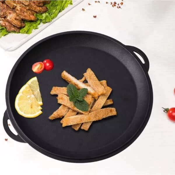 Oala de fonta tip wok, cu capac, 3 in 1, 32x14 cm, Perfect Home  - imagine 2