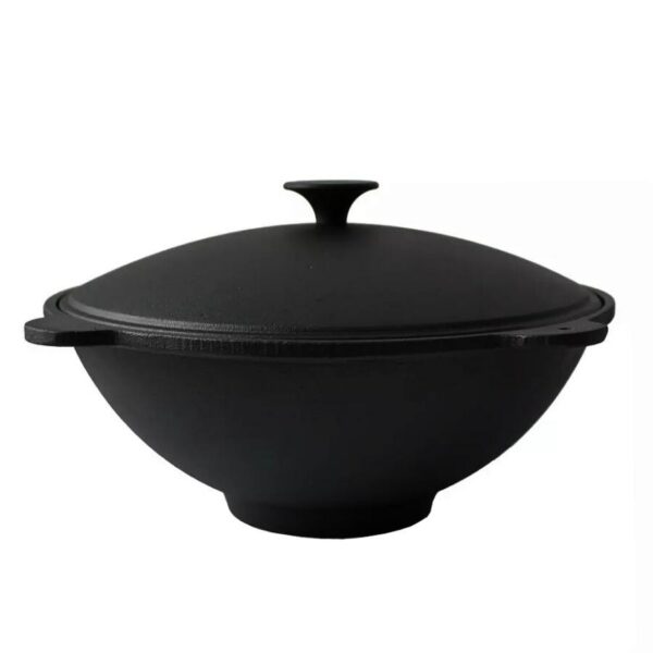 Oala de fonta tip wok, cu capac, 51.5x26 cm, Perfect Home - imagine 4