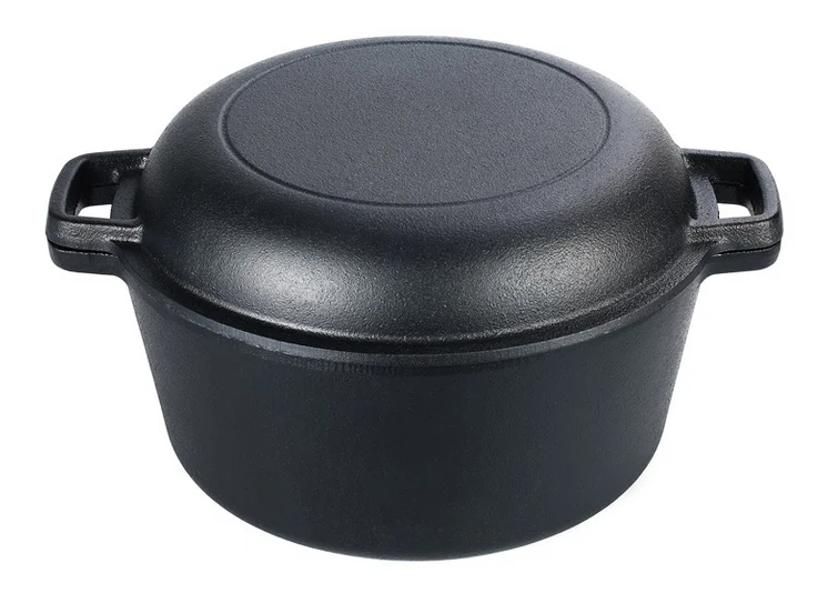 Oala de fonta cu capac, 2 in 1, 5 L, 26 cm, Perfect Home
