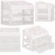 Organizator cosmetice, plastic, 3 niveluri, 2 sertare, alb, 30x25x34 cm, Springos - imagine 3