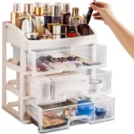 Organizator multifunctional pentru cosmetice si accesorii Soulima, 3 sertare transparente, compartimente multiple