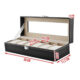 Organizator pentru ceasuri cu 6 compartimente, piele ecologica, negru - imagine 2