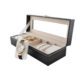 Organizator pentru ceasuri cu 6 compartimente, piele ecologica, negru - imagine 12