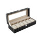 Organizator pentru ceasuri cu 6 compartimente, piele ecologica, negru - imagine 3