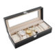 Organizator pentru ceasuri cu 6 compartimente, piele ecologica, negru - imagine 9