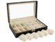 Organizator pentru ceasuri si ochelari, 6 compartimente ceasuri, 3 compartimente ochelari, eco-piele, Negru - imagine 7