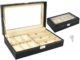 Organizator pentru ceasuri si ochelari, 6 compartimente ceasuri, 3 compartimente ochelari, eco-piele, Negru - imagine 8