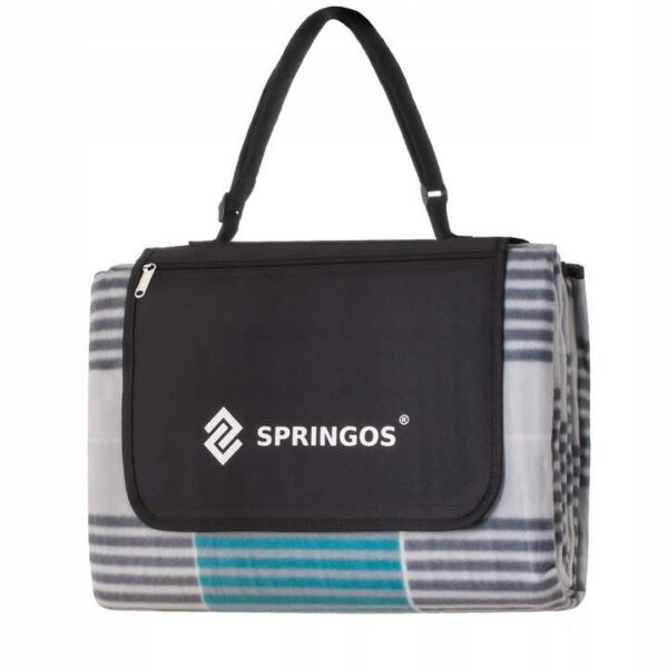 Patura picnic, model carouri, albastru, 200x240 cm, Springos - imagine 4