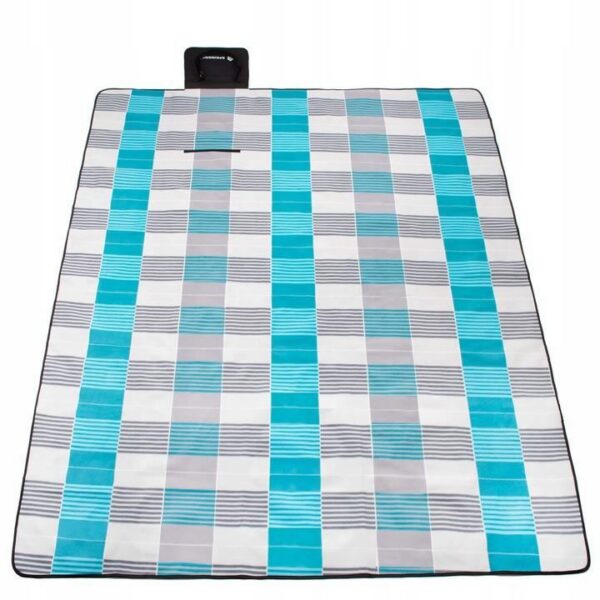 Patura picnic, model carouri, albastru, 200x240 cm, Springos - imagine 2