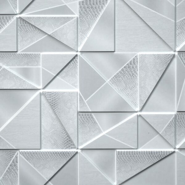 Panou decorativ, PVC, model marmura 3D, abstract, nuante gri, 96x48.5 cm  - imagine 2