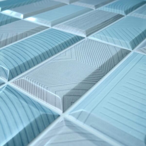 Panou decorativ, PVC, model caramida 3D, albastru, 96x48.5 cm - imagine 2