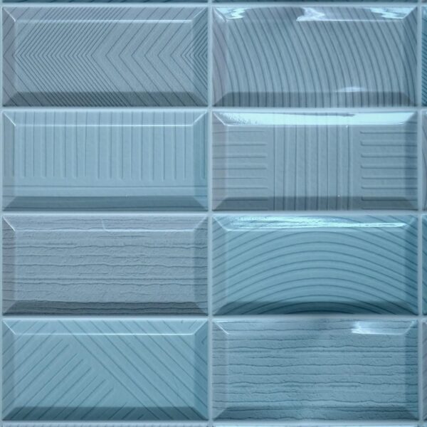 Panou decorativ, PVC, model caramida 3D, albastru, 96x48.5 cm - imagine 3