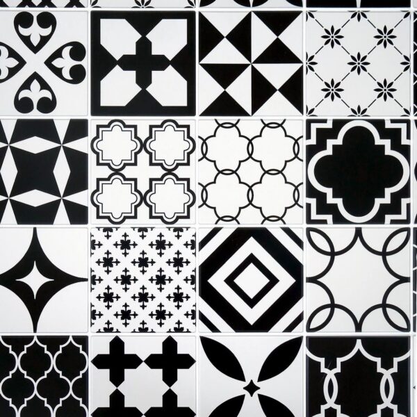 Panou decorativ, PVC, model mozaic, alb si negru, 96x48.5cm - imagine 3