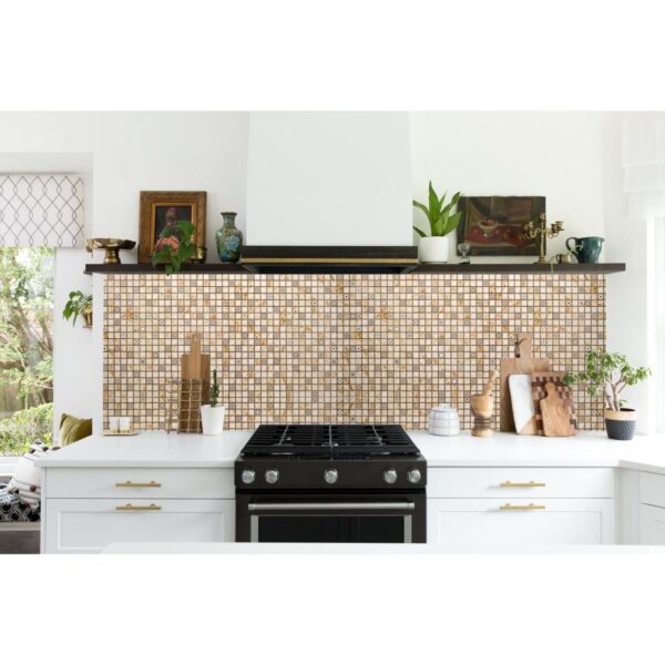 Panou decorativ, PVC, model mozaic, nuante portocaliu murdar, 96x48.5cm - imagine 3