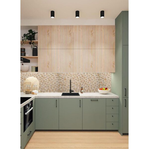 Panou decorativ, PVC, model mozaic, nuante portocaliu murdar, 96x48.5cm - imagine 2