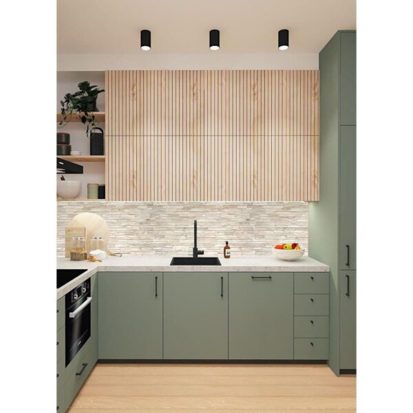 Panou decorativ, PVC, model piatra 3D, nuante crem, 96x48.5 cm - imagine 2